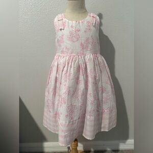 Shabby Chic Girls Bunny Easter Dress Pink Toile w/ Bow NWT